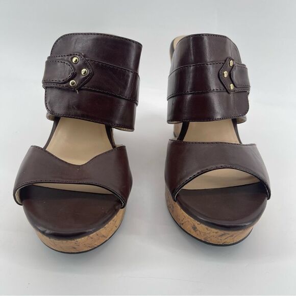 Liz Claiborne Women’s Brown Faux Leather Slip-On Platform Wedge Sandals Size 9 - Picture 5 of 16